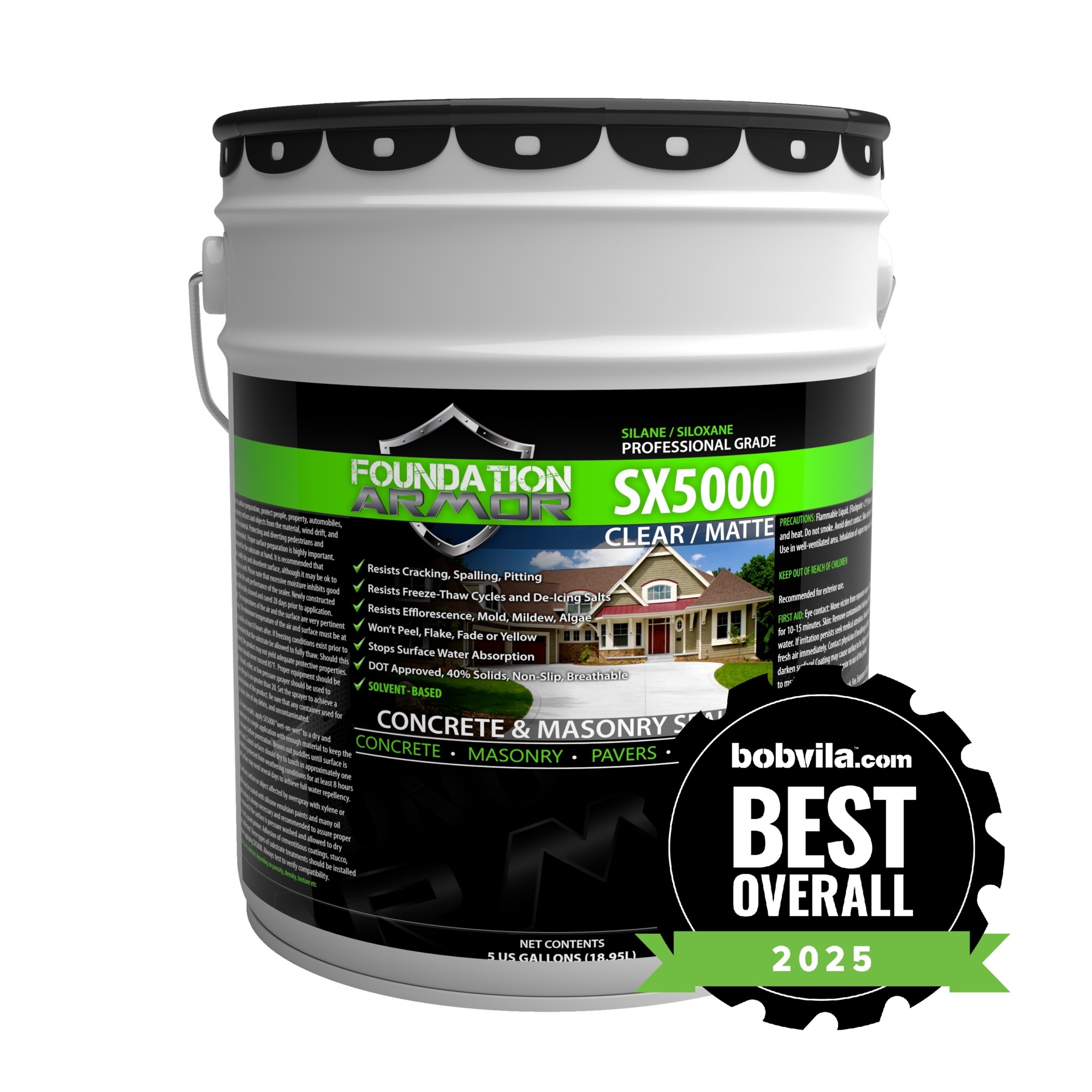 Foundation Armor, SB Silane Siloxane Water Repellent Sealer, Container Size 5 Gallon, Color Clear, Application Method Sprayer, Model# SX50005GAL